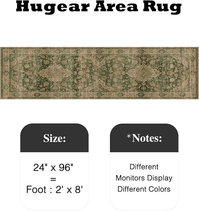2x8 Green Retro Floral Washable Runner Rug - Image 2
