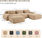 Boneless Sectional Couch, No Assembly Required, 117.3” U Shaped Modular Cloud - Image 3