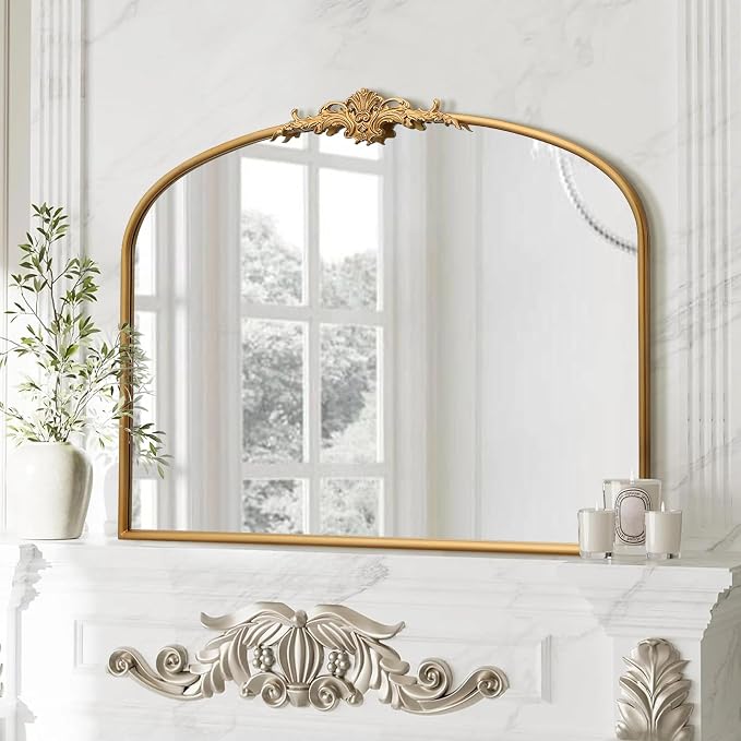Besdomus Antique Arched Gold Mirror: 40"x29" French Large Decorative Gold - Image 5