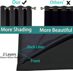 Yakamok Black 100% Blackout Patio Door Curtain Panels W70 x L84, 1 Panel | - Image 5