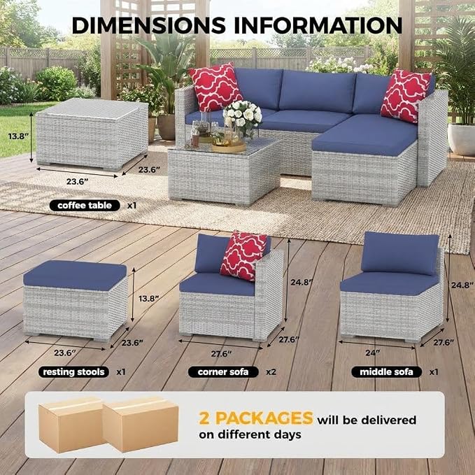 5-Piece Outdoor Sectional Sofa Set, Outdoor Patio Set Sectional Sofa, - Image 2