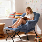 Welnow Lazy Chair with Ottoman, Modern Accent Chair with Armrests and a Side - Image 8
