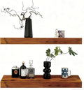 Solid Wood Floating Shelves, 31.5in Finished Real Wood Wall Shelves by Unknown