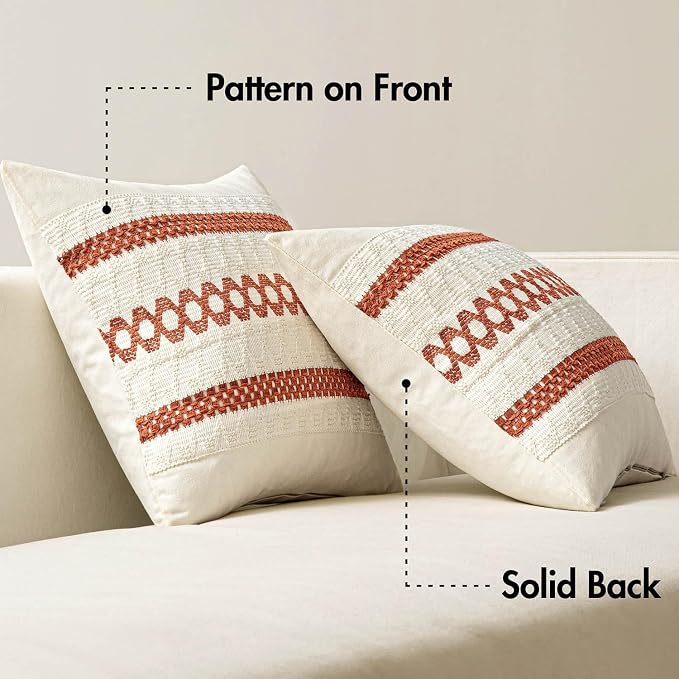 MIULEE Set of 2 Fall Burnt Orange Decorative Lumbar Pillow Covers 12x20 | - Image 6