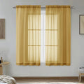 Gold Sheer Curtains 54 Inches Long 2 Panels by OVZME