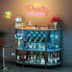 Zarler Bar Cart with Power Outlet Easy to Assemble, LED Home Bar Cabinet - Image 2