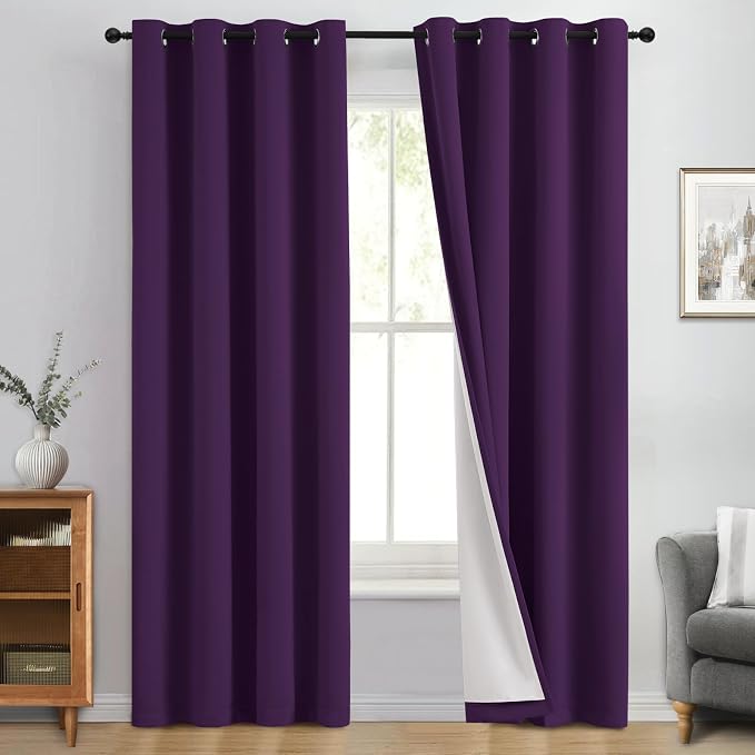 Yakamok Purple 100% Blackout Curtains 84 Inches Long by Yakamok