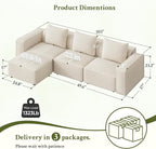 Welzona 103" Modular Sectional Sofa, Minimalist Comfy Cloud Couch Sectional - Image 2