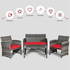 Tangkula 4 PCS Wicker Patio Conversation Set, Outdoor Rattan Sofas - Image 9