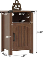 Farmhouse Nightstand with Charging Station, Rustic Bedside Table with Large - Image 3