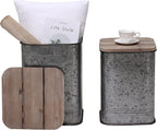 Rustic Storage Ottoman Seat Stool, Farmhouse Accent Side Table, Antique by Unknown