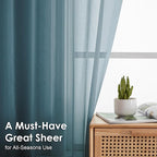 Dusty Blue Sheer Curtains 45 Inches Long 2 Panels, Light Filtering Sheer - Image 3
