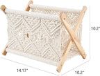 Mkono Macrame Magazine Rack Boho Storage Holder Standing Basket - Image 6