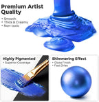 Nicpro Metallic Blue Acrylic Paint, 8.45oz/250ml Large Metallic Paint, Non Toxic - Image 2