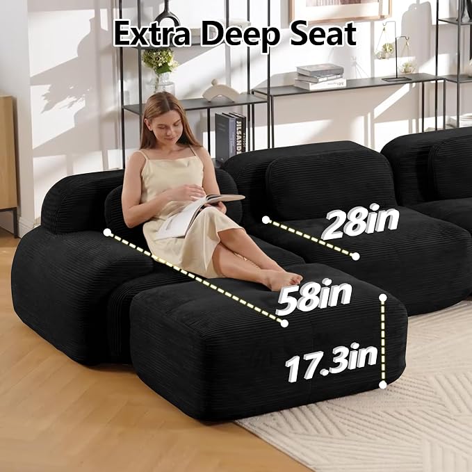 Boneless Sectional Couch, No Assembly Required, 152.7” L Shaped Modular Cloud - Image 5