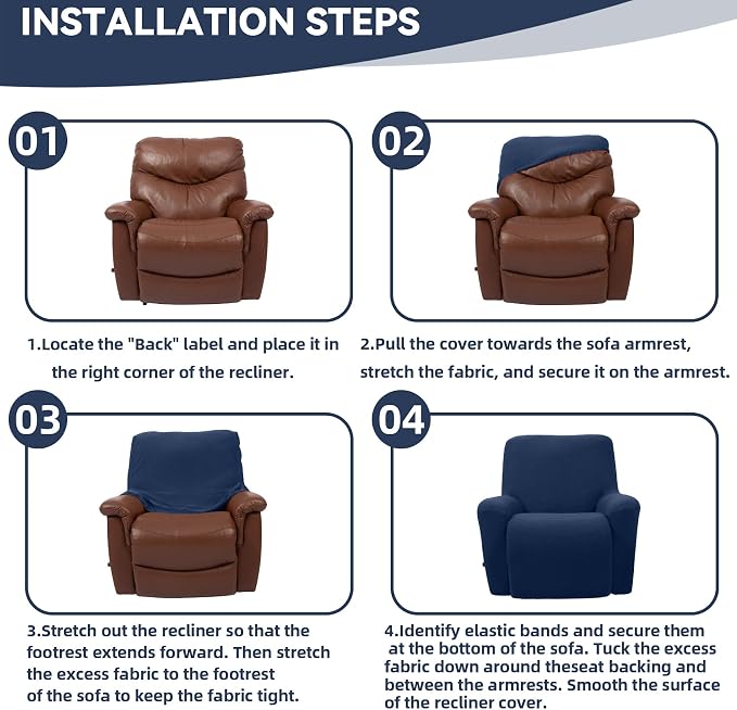 Cupuamon Recliner Chair Covers, Lazy Boy Recliner Covers Stretch Reclining - Image 6