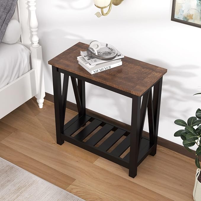 ChooChoo Farmhouse End Table, Rustic Vintage Narrow End Side Table - Image 6