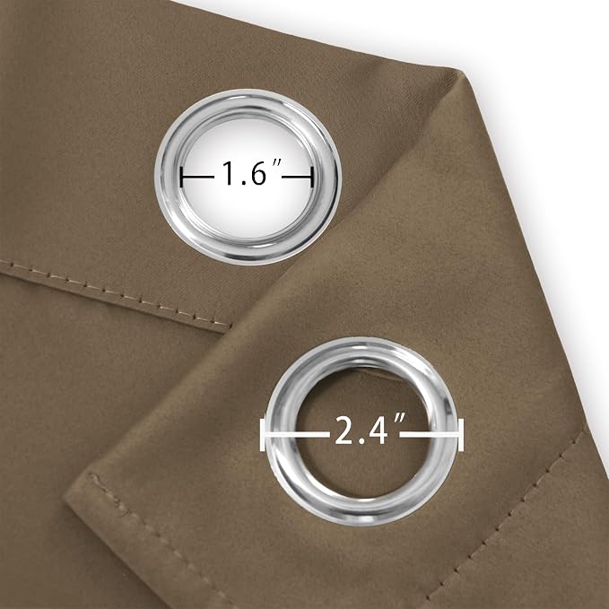 Blackout Curtains 66 x 54 Inch Long Brown Curtains Set of 2 Panels Room - Image 5