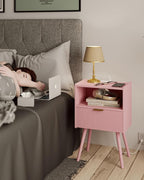 JOONEE Nightstand with Oultlet, Modern Bedside Table with Storage Drawer and - Image 3