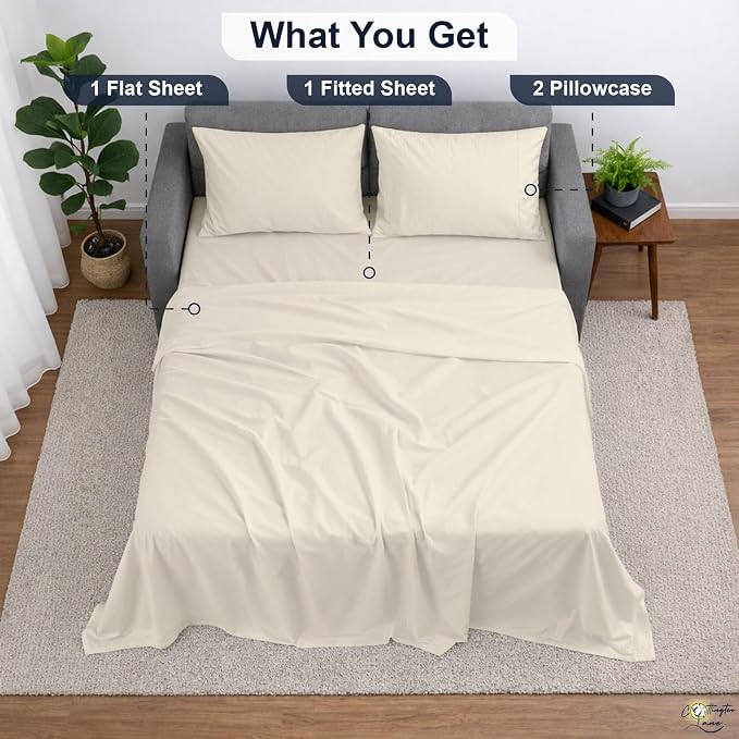 Cottington Lane Sleeper Sofa Sheets Full Size, 4 Piece Premium Quality 100% - Image 5