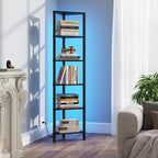 TUTOTAK Corner Shelf with LED Light, 6-Tier Corner Bookshelf - Image 9
