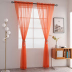 SpaceDresser Basic Rod Pocket Sheer Voile Window Curtain Panels Jaffa Orange 1 - Image 2