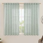 Light Sage Linen Curtains 45 Inches Long by LAMIT