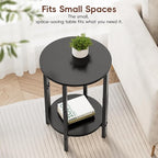 Vagusicc Side Table, Small End Table, 2 Tier Couch Side Tables, Small Round - Image 9