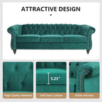 Mid-Century 3 Seater Sofa, Velvet Couch - Image 5