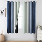 Sage Green and Navy Blue Ombre Blackout Curtains by ESTELARTEXTILER