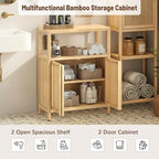 Bamboo Storage Cabinet Bathroom Floor Cabinet Side Storage Organizer Cabinet - Image 3