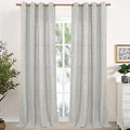 Extra Long Grey Linen Semi Sheer Curtains 102 Inch Length 2 Panels | Light by YoungsTex