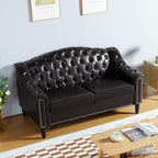 LEVNARY Chesterfield Loveseat Leather, Upholstered Sofa - Image 3