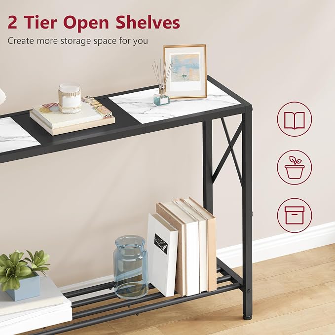 Tajsoon Console Table 41.8”, 2-Tier Entryway Table, Narrow Sofa Table - Image 4
