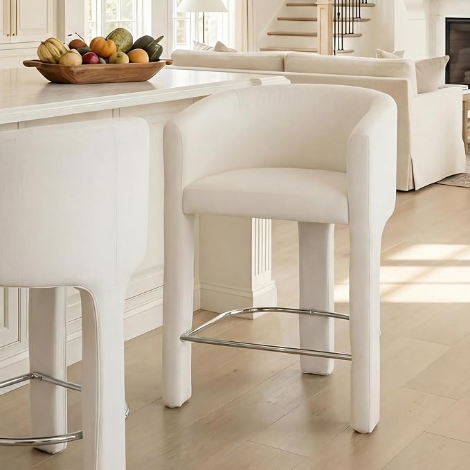 HNY Modern Counter Height Bar Stools, 26”H Barrel Counter Stools by HNY