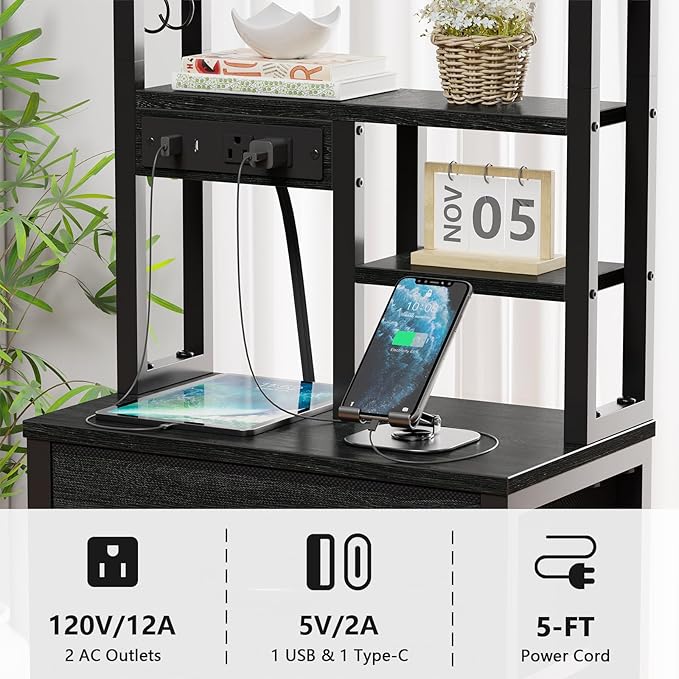 Furnulem Tall Nightstand, LED Night Stand - Image 5