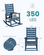 SERWALL Outdoor Rocking Chair Set of 2, Oversized Rocking Chair - Image 3