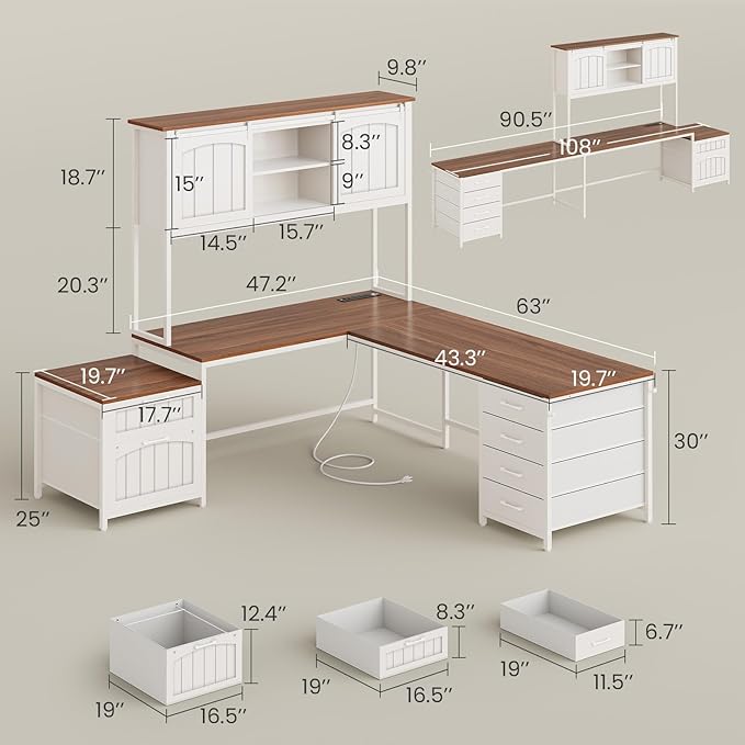 SEDETA Farmhouse L Shaped Office Desk - Image 2