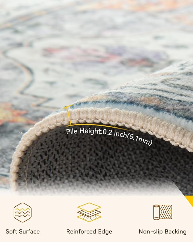RELEANY Washable Area Rug, Runner 2'x8', Water Repellent, Pet Friendly - Image 3