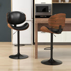 KCC Bar Stools Set of 2, Swivel Adjustable Height Barstools, PU Leather - Image 2