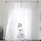 Extra Long White Sheer Curtains 144 inch 2 Panels Set, Translucent Backdrop by OWENIE