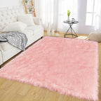 Latepis Pink Living Room Rugs Faux Fur Rug 5x6.7 Area Fuzzy Rugs by Latepis
