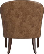 HomePop Modern Barrel Accent Chair, Distressed Brown Faux Leather - Image 5