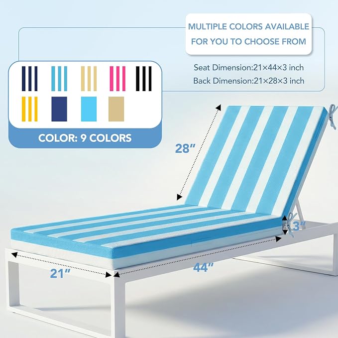 L'AGRATY Outdoor Lounge Chaise Cushion: 72x21x3 Inch Waterproof Lounge Chair - Image 2