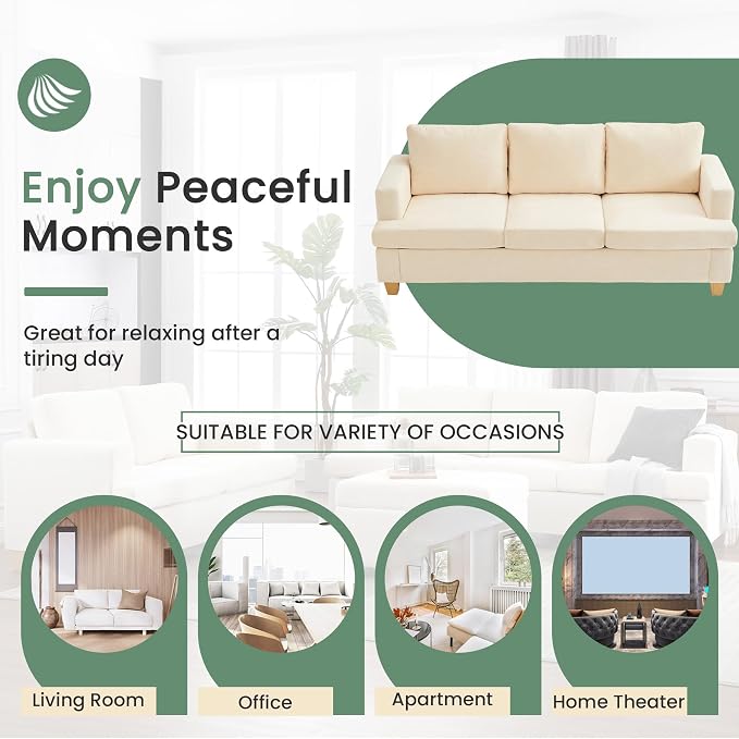 YOUDENOVA 2 Piece Set Comfy Sofa Couch, 2 3-Seater Sofa - Image 8