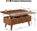 3 in 1 Lift Top Coffee Table, Fluted Convertible Coffee Tables Converts to - Image 2