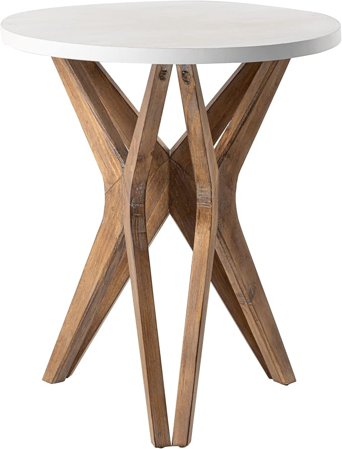Pedestal Farmhouse End Table, Distressed Top - Image 8