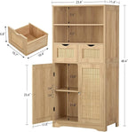 Iwell Tall Storage Cabinet, Rattan Cabinet - Image 3