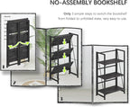 4NM No Assembly Folding Bookshelf Storage Shelves 3 Tiers Vintage Bookcase - Image 7