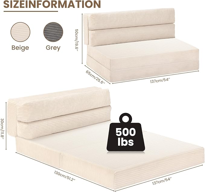 JUIKURY Folding Sofa Bed, Convertible Sleeper Chair - Image 2
